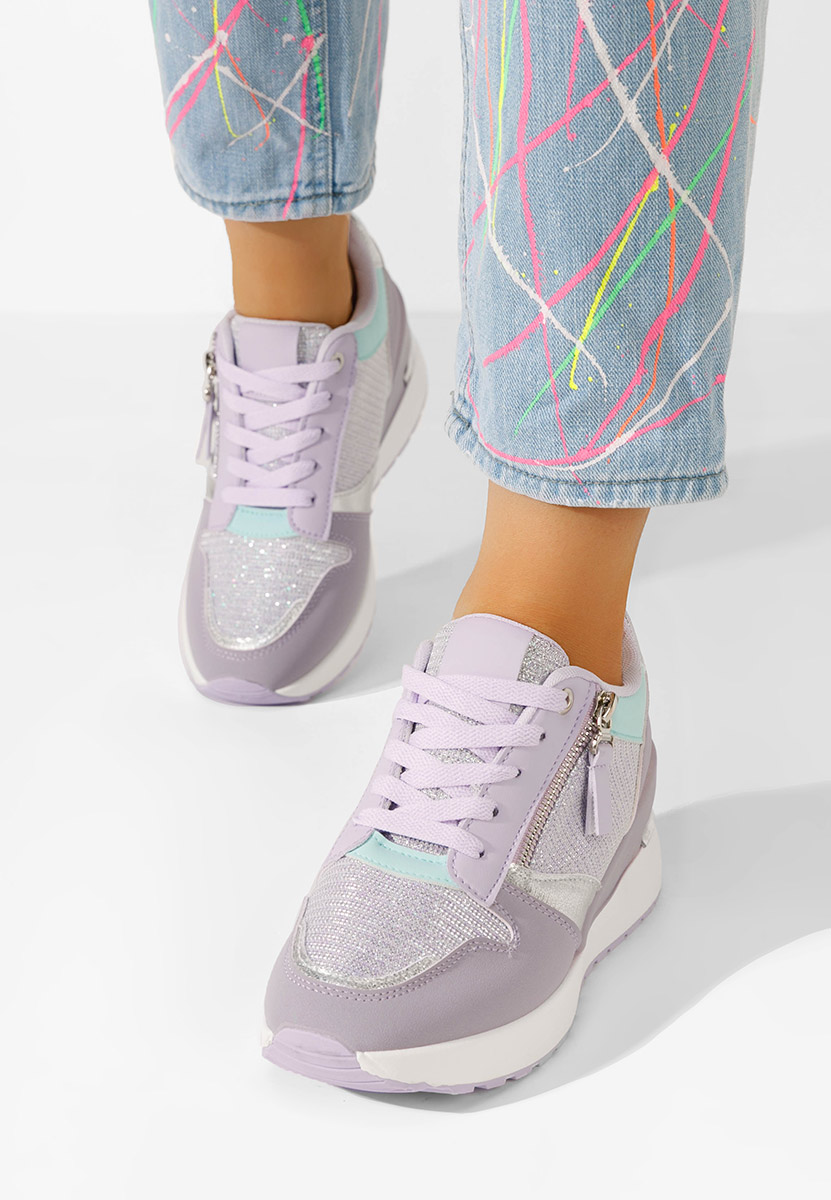 Fioletowe sneakersy na koturnie Zenna