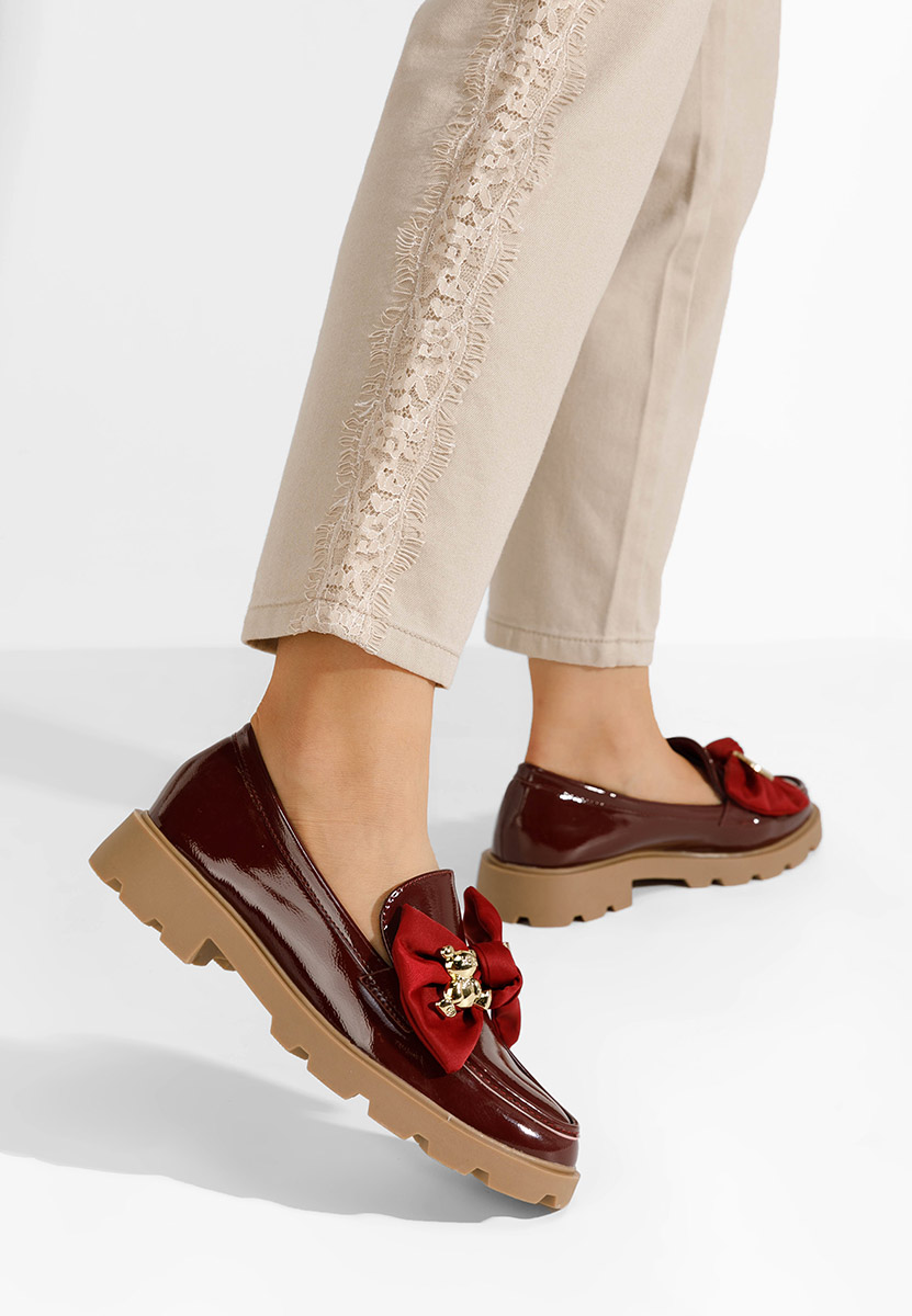 Bordowe mokasyny na grubej podeszwie Desana