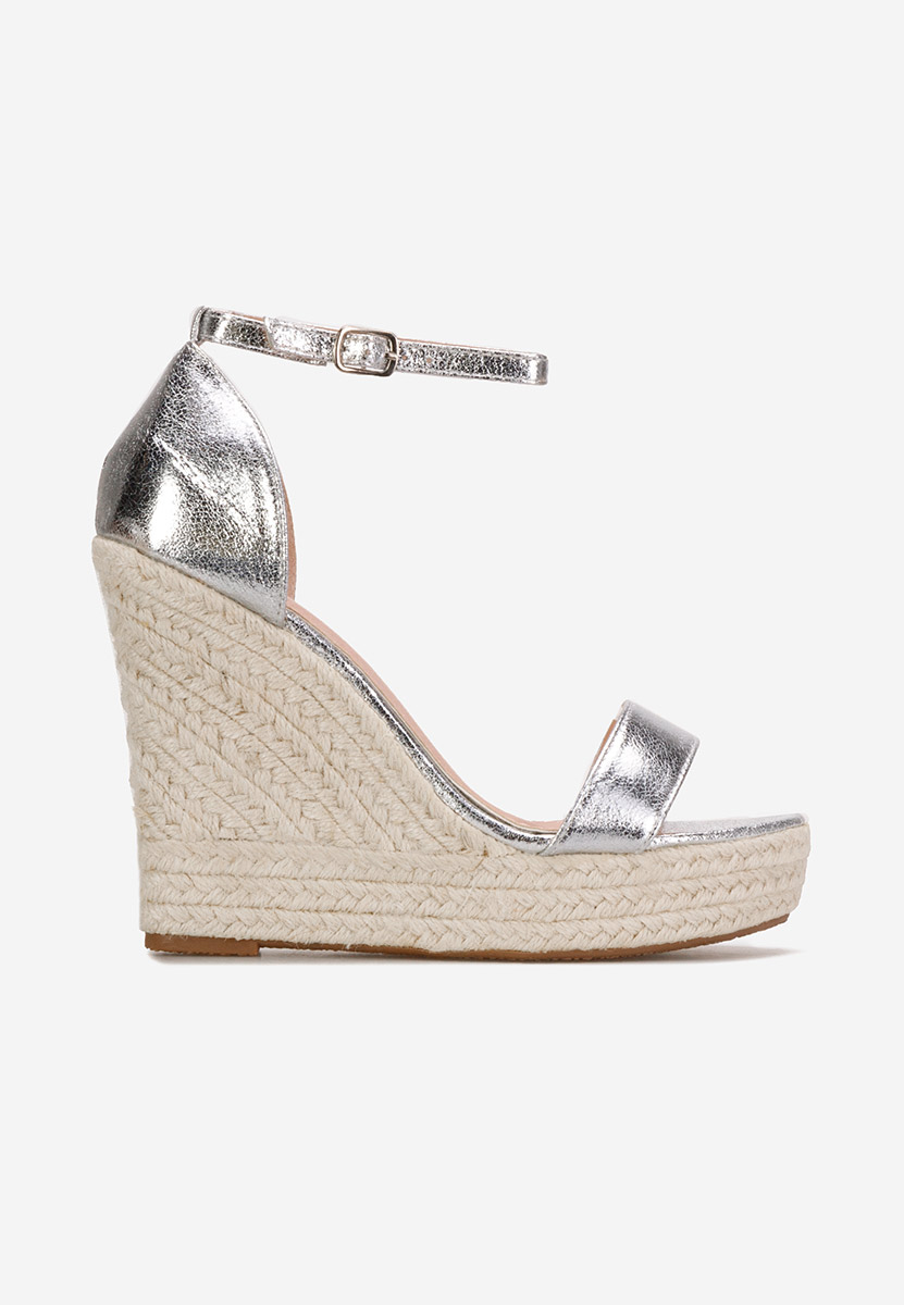 Srebrne espadryle na koturnie Dajana