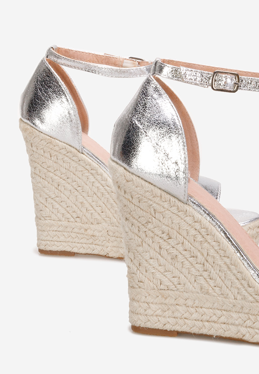 Srebrne espadryle na koturnie Dajana