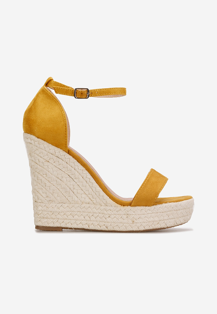 Żółte espadryle na koturnie Dajana