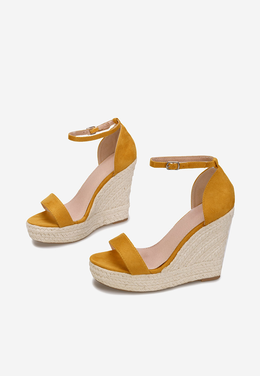Żółte espadryle na koturnie Dajana