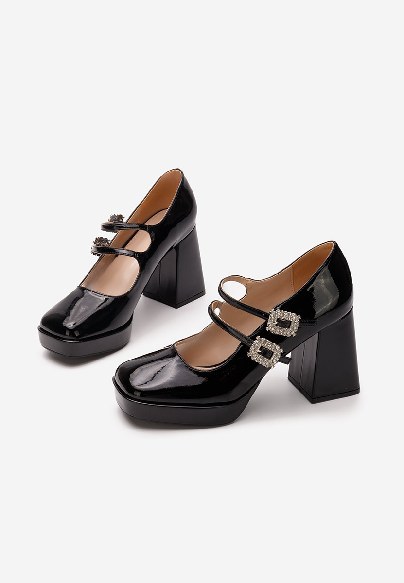 Czarne czółenka na słupku Elany