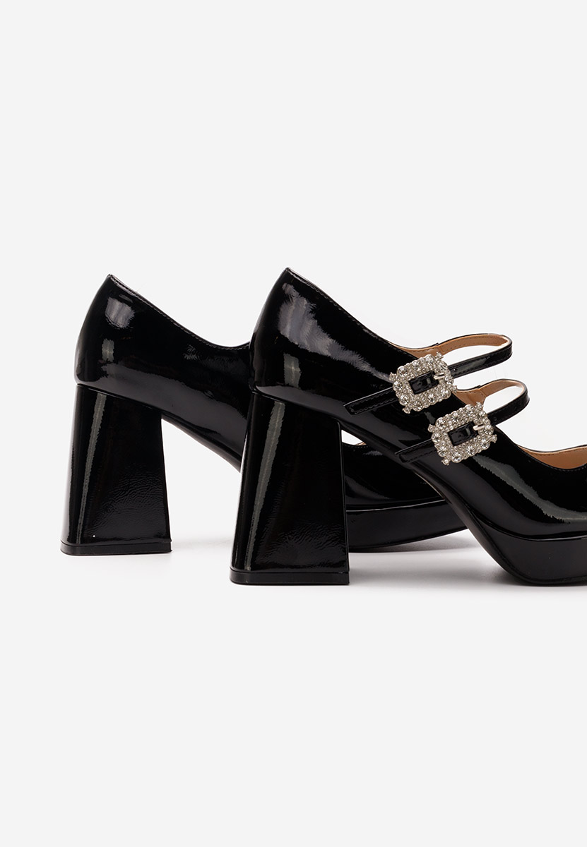 Czarne czółenka na słupku Elany