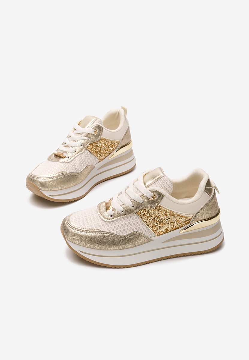 Beżowe sneakersy na koturnie Hanifa