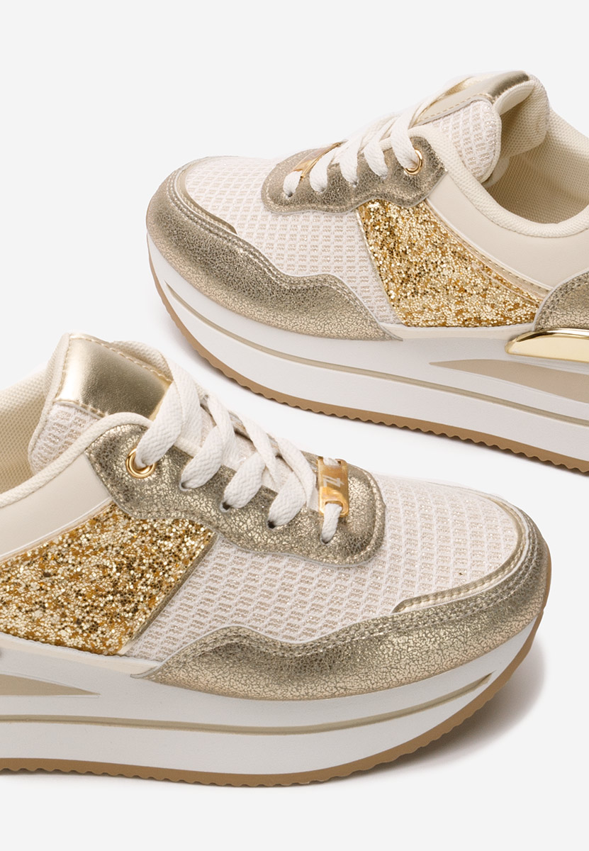 Beżowe sneakersy na koturnie Hanifa