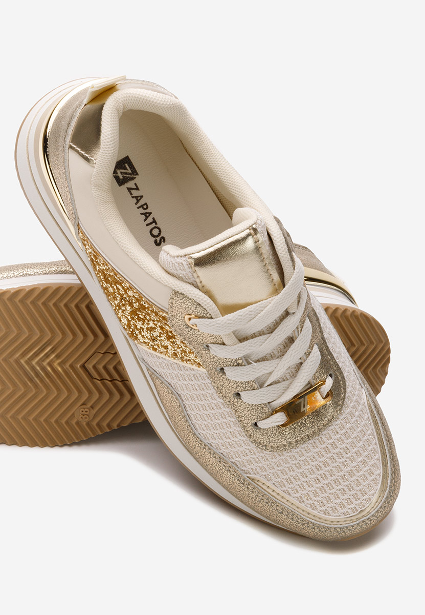 Beżowe sneakersy na koturnie Hanifa