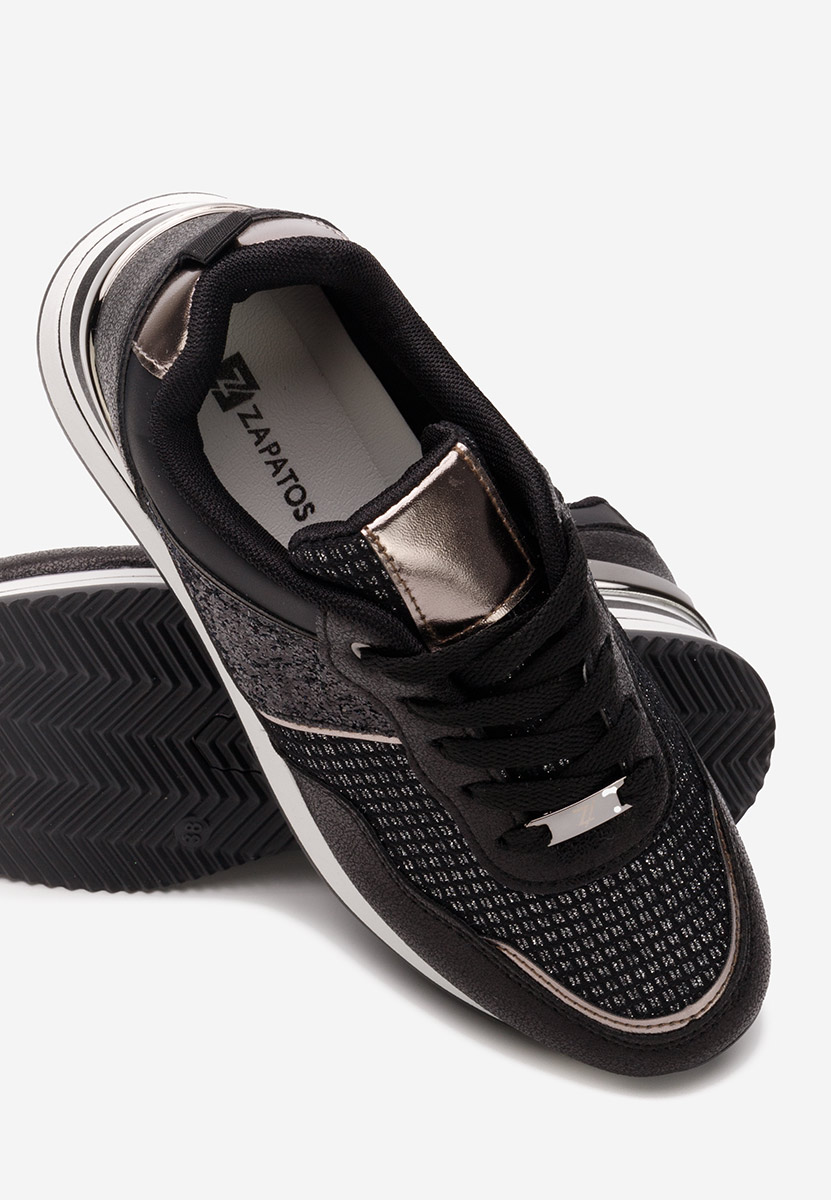 Czarne sneakersy na koturnie Hanifa