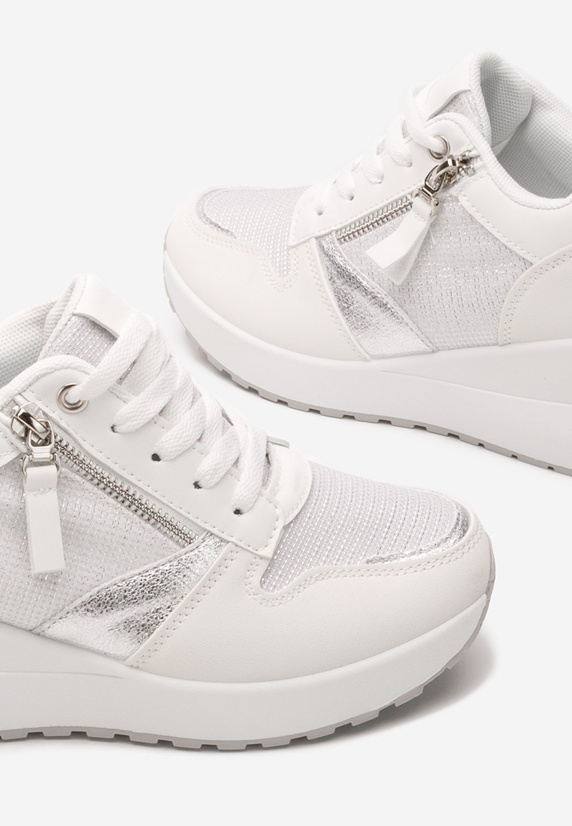 Białe sneakersy na koturnie Zenna