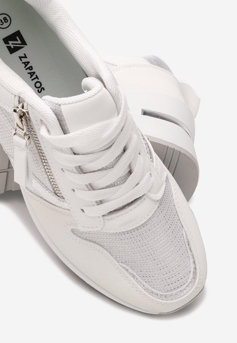 Białe sneakersy na koturnie Zenna