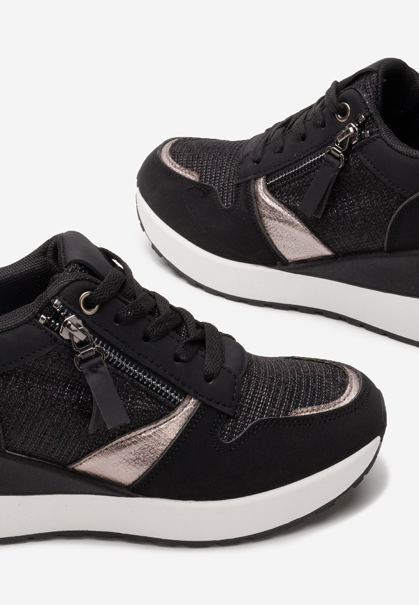 Czarne sneakersy na koturnie Zenna