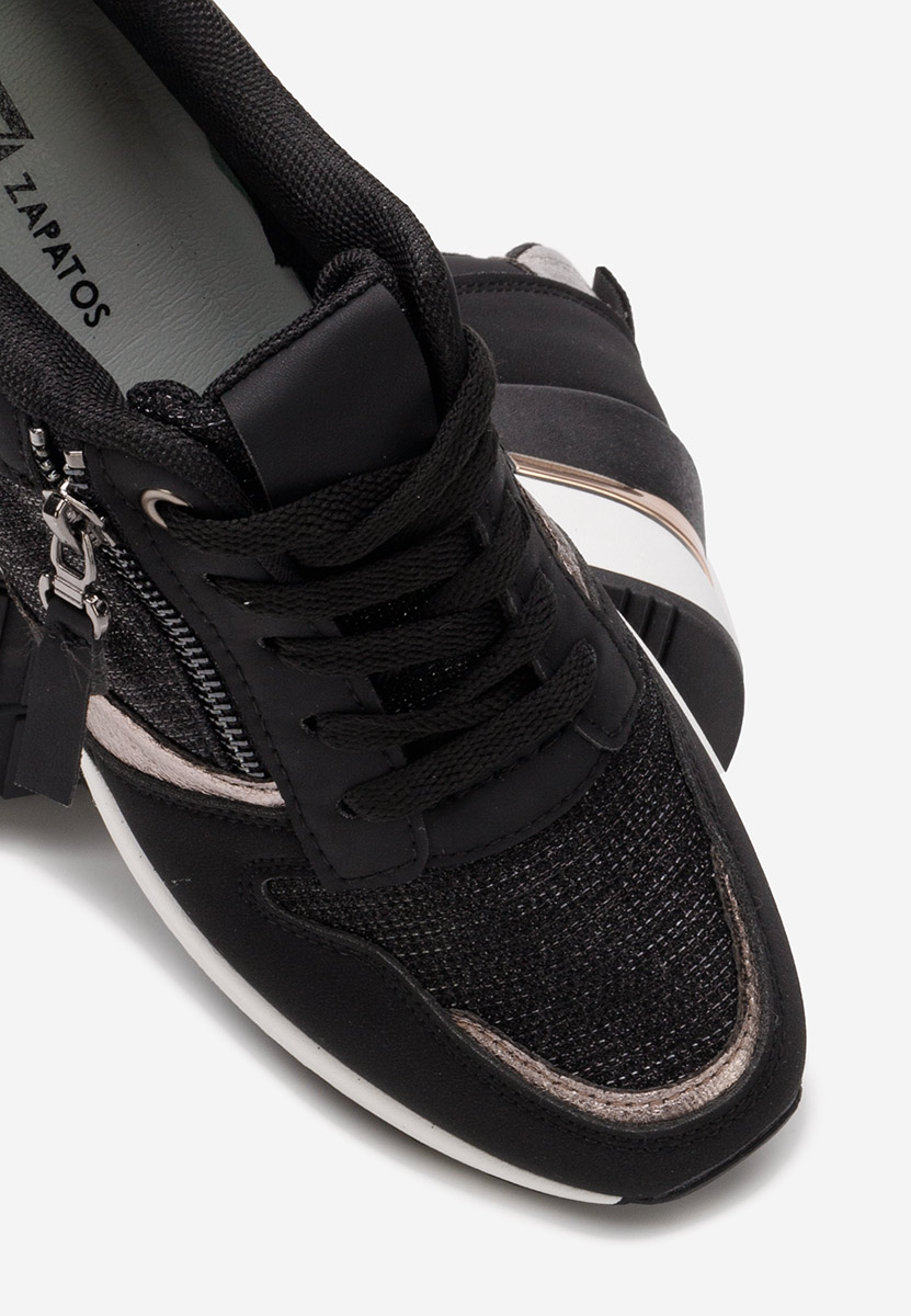 Czarne sneakersy na koturnie Zenna