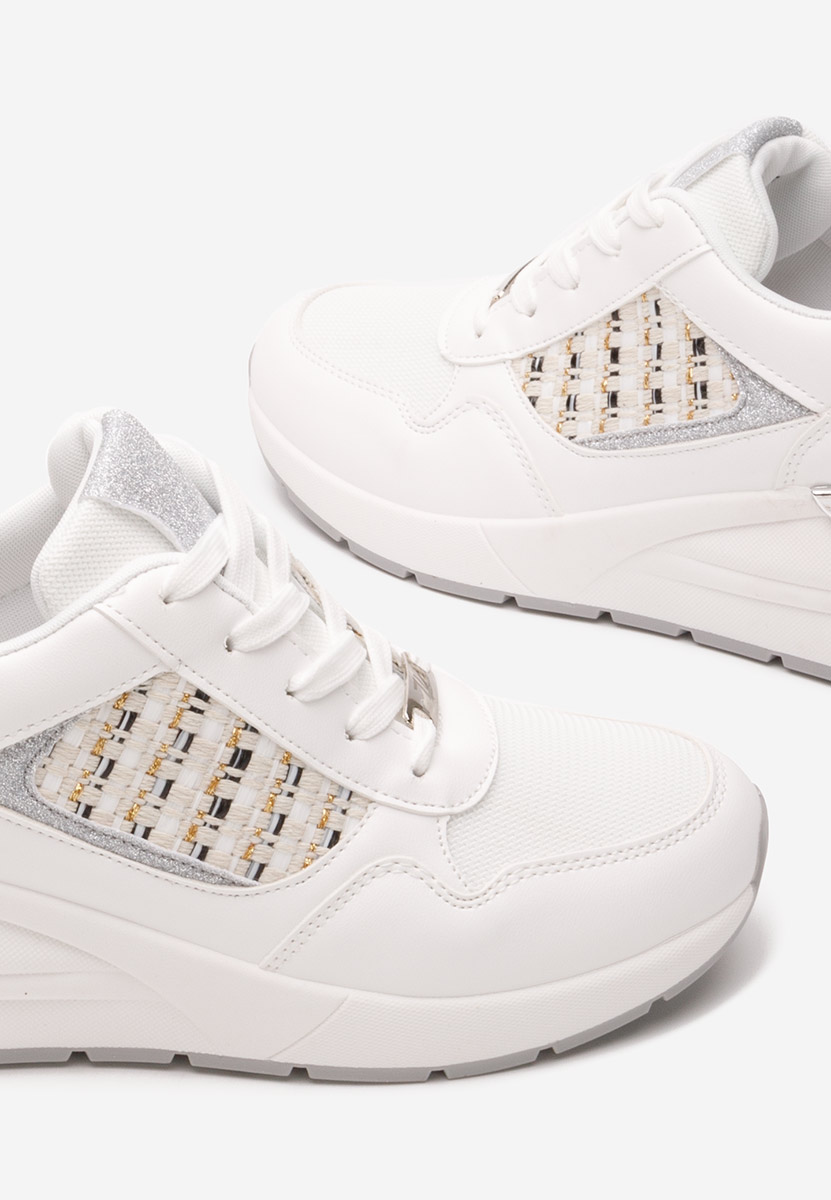 Białe sneakersy na koturnie Brynda