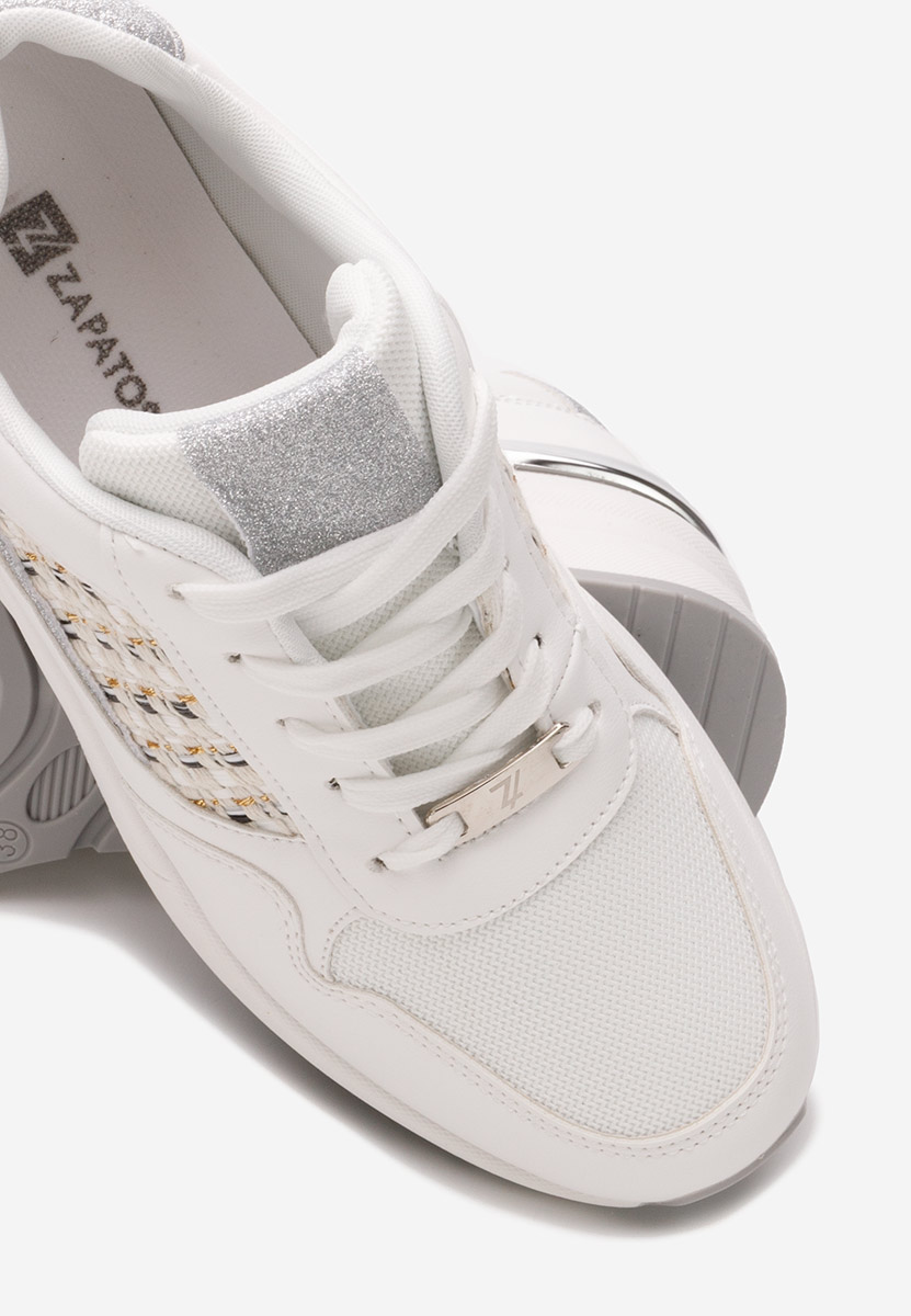 Białe sneakersy na koturnie Brynda