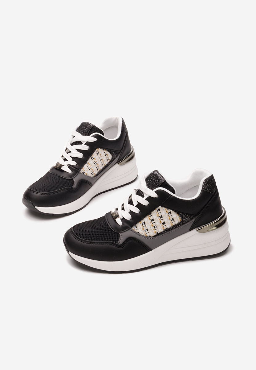 Czarne sneakersy na koturnie Brynda