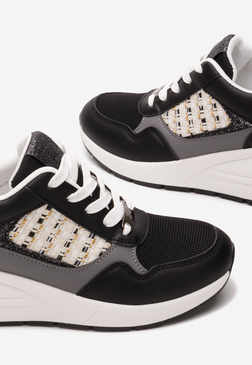 Czarne sneakersy na koturnie Brynda