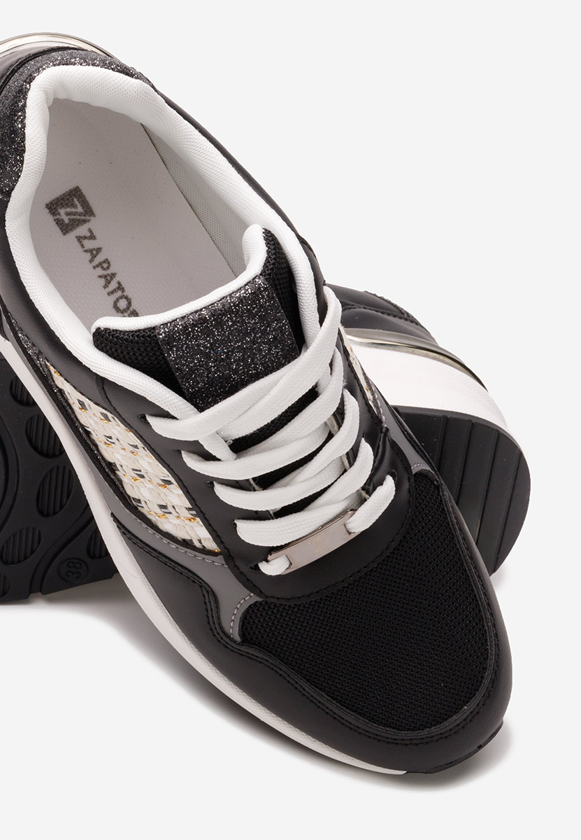 Czarne sneakersy na koturnie Brynda