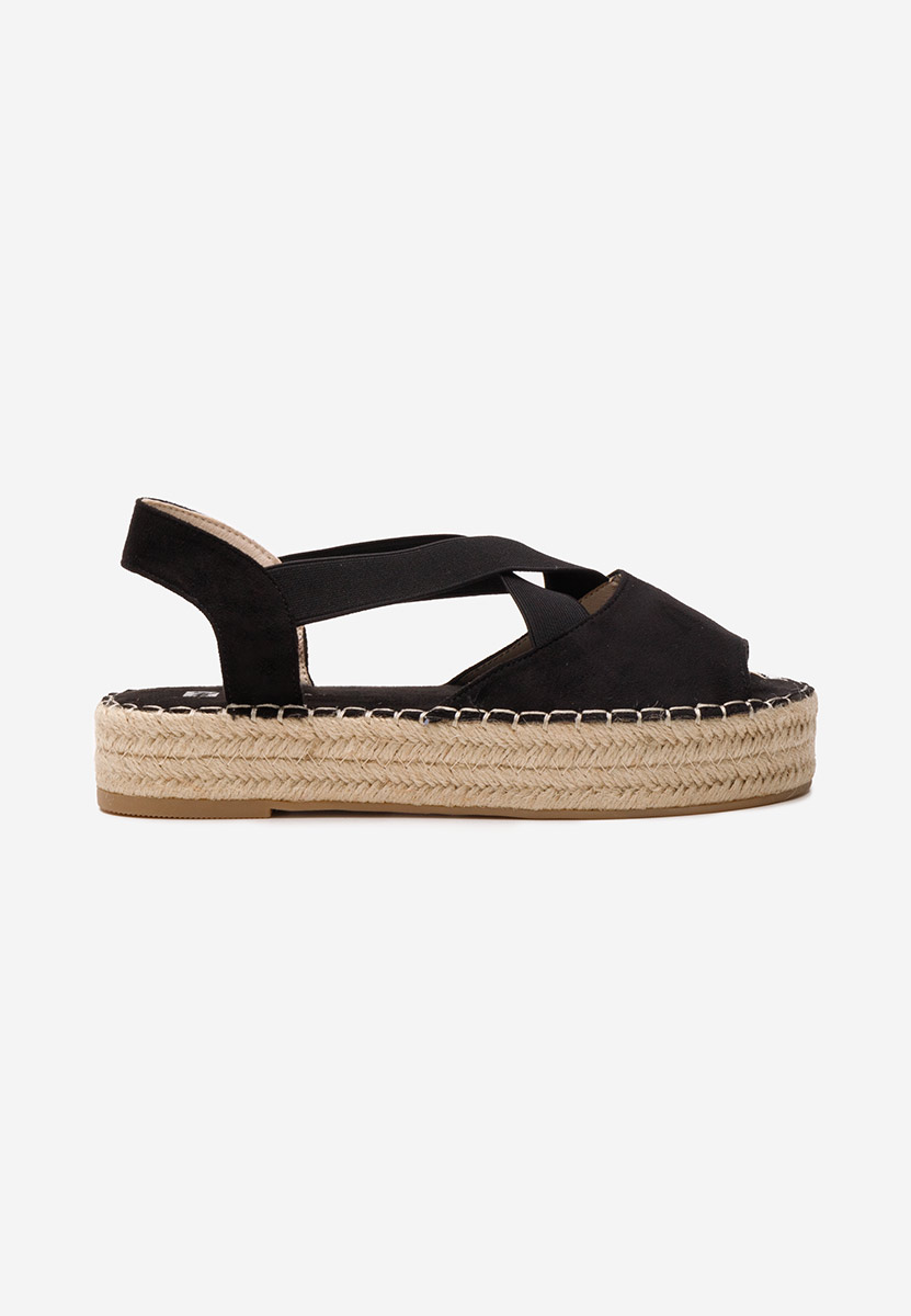 Czarne espadryle na koturnie Nola