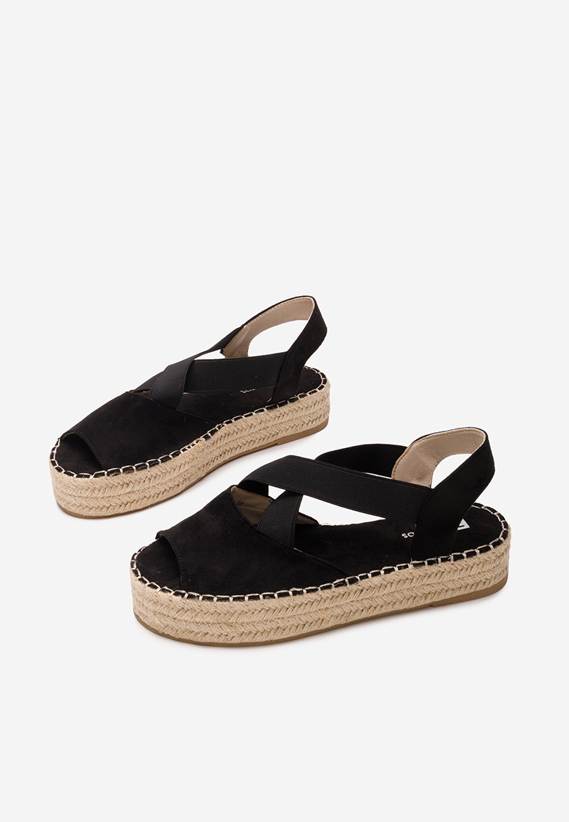 Czarne espadryle na koturnie Nola