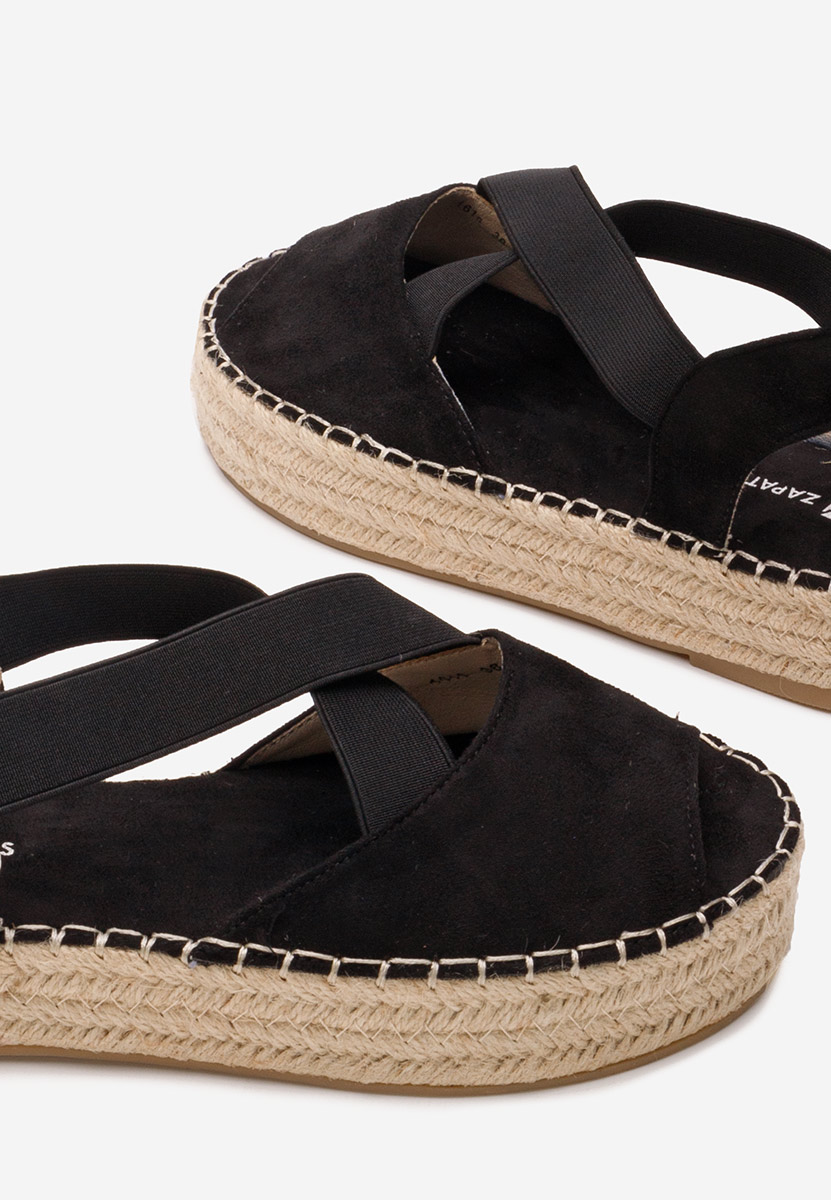 Czarne espadryle na koturnie Nola