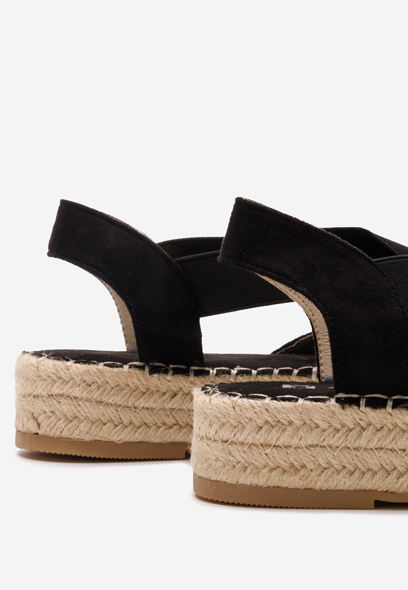 Czarne espadryle na koturnie Nola