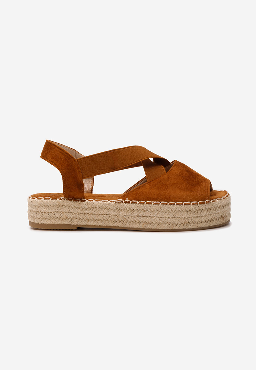 Brązowe espadryle na koturnie Nola