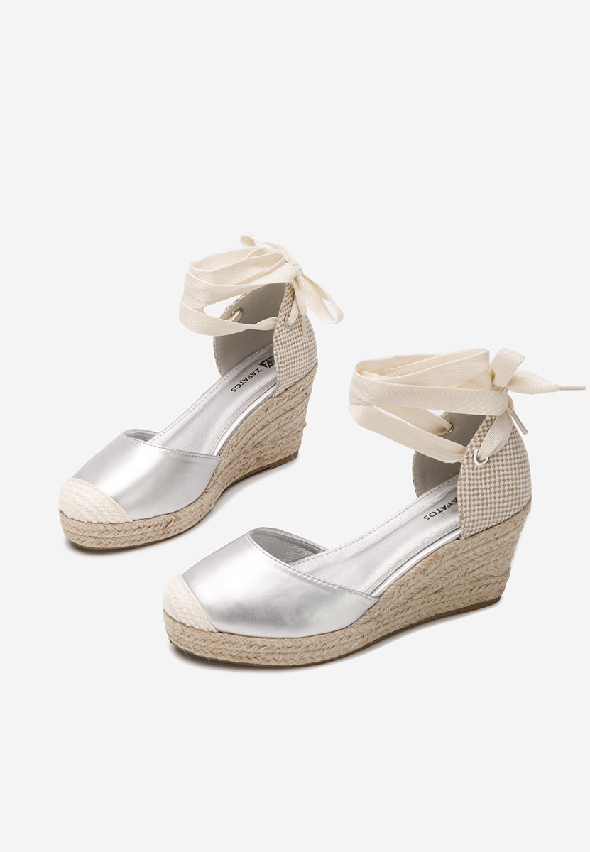 Srebrne espadryle na koturnie Vilena