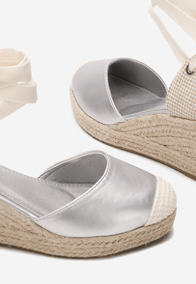 Srebrne espadryle na koturnie Vilena