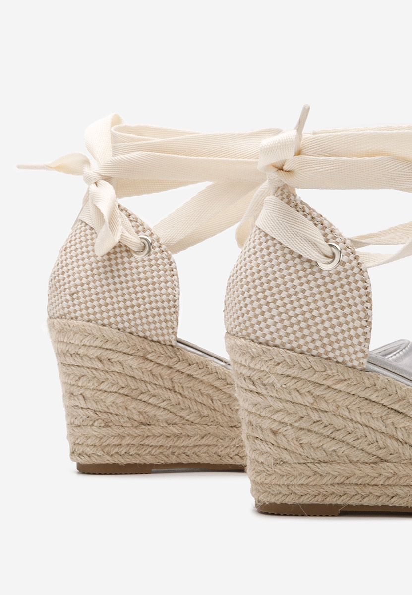 Srebrne espadryle na koturnie Vilena