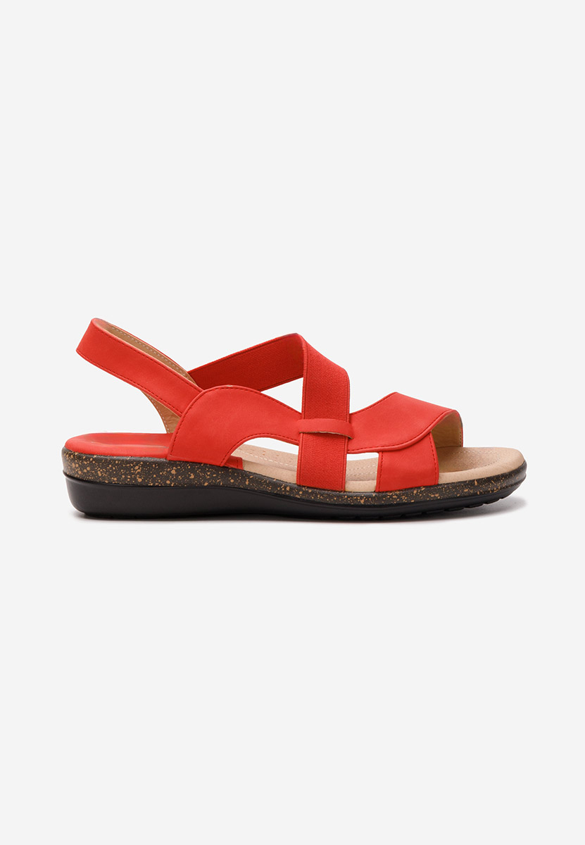 Czerwone sandały płaski Tobia