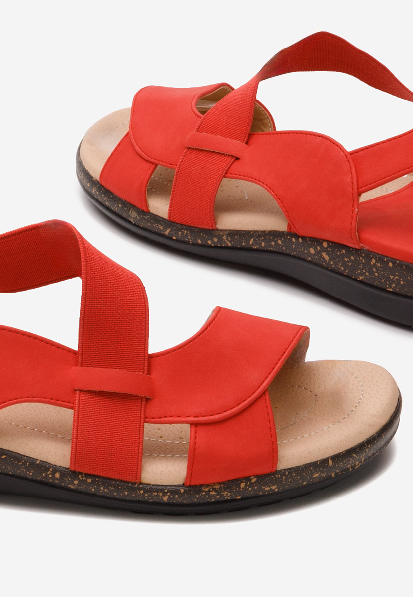Czerwone sandały płaski Tobia