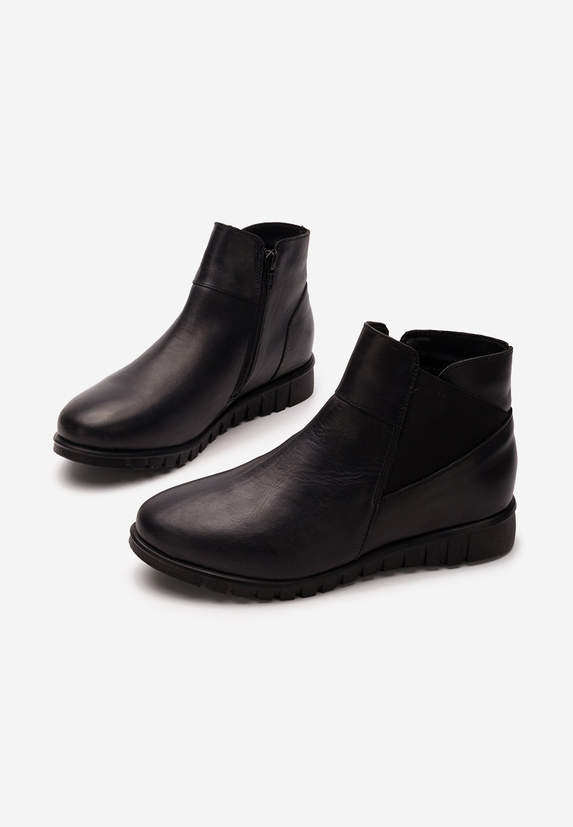 Czarne botki damskie skórzane Kiesa