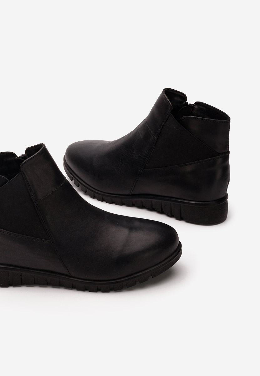 Czarne botki damskie skórzane Kiesa