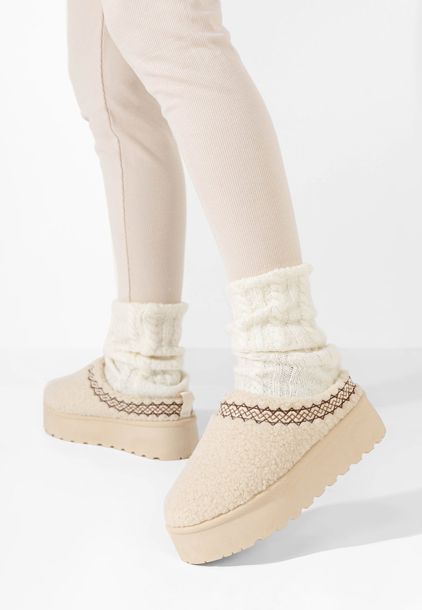 Beżowe drewniaki Aronna