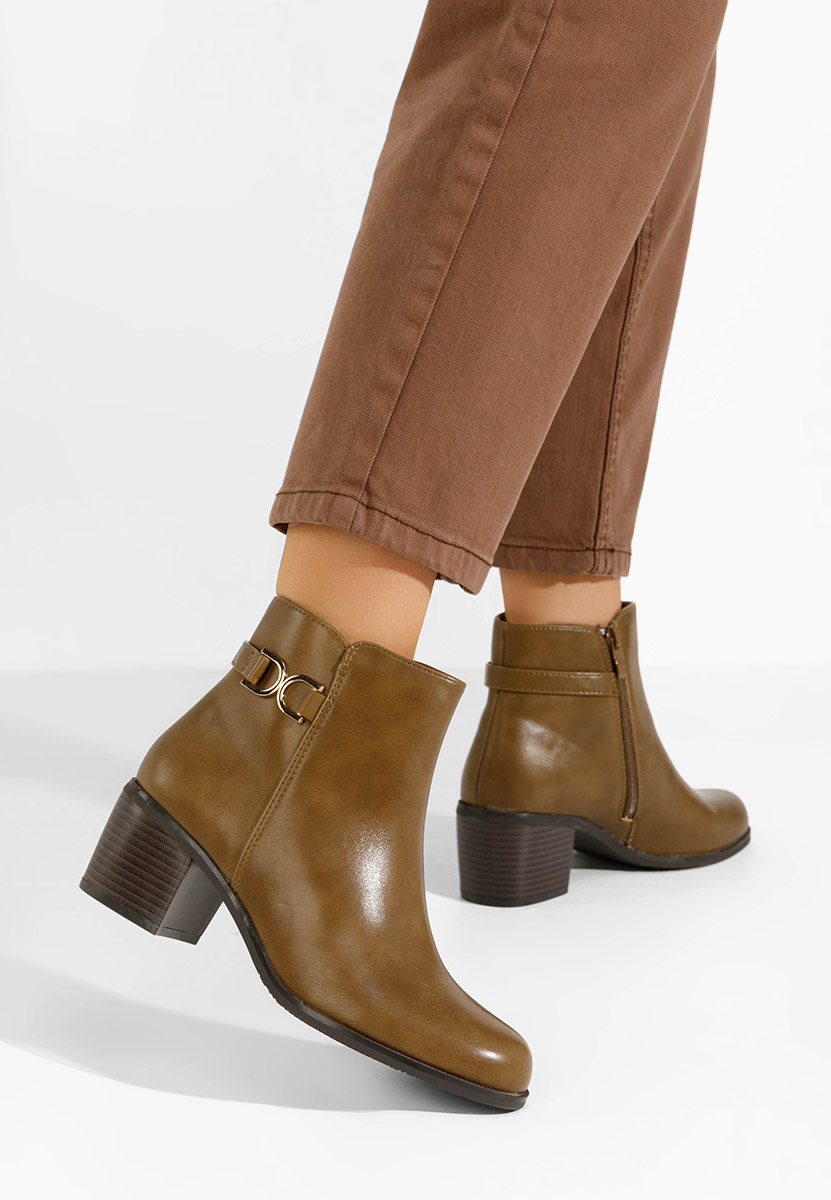 Khaki botki na słupku Natalina