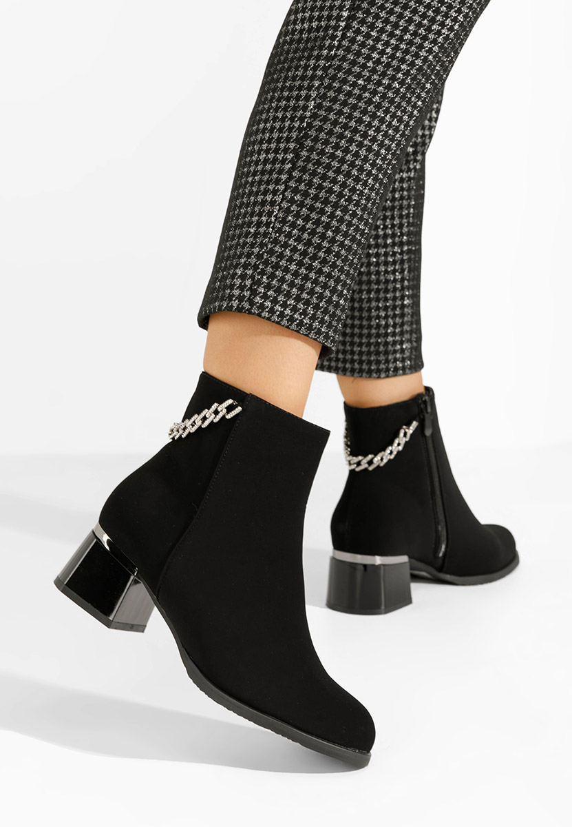 Czarne botki na słupku Kailena