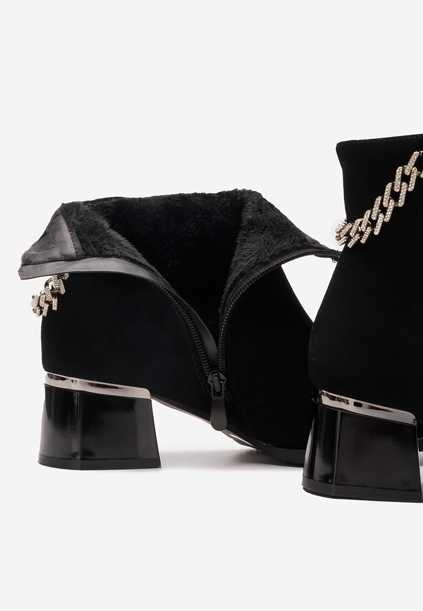 Czarne botki na słupku Kailena