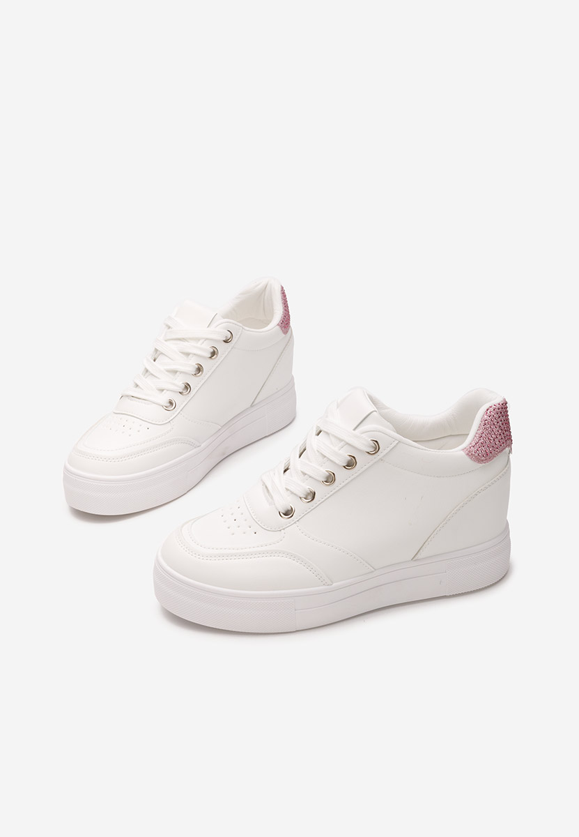 Białe sneakersy na koturnie Grivina