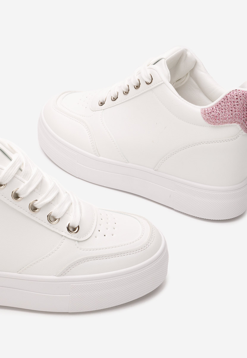 Białe sneakersy na koturnie Grivina