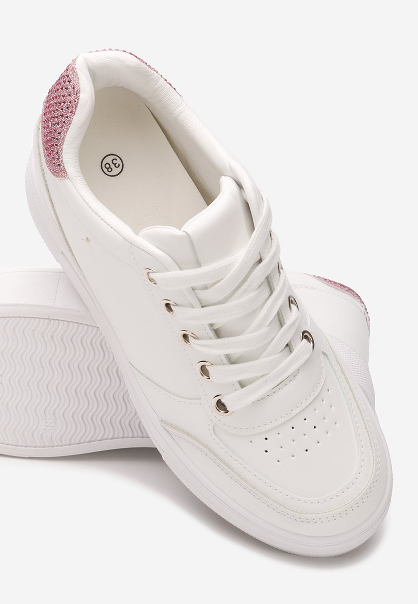 Białe sneakersy na koturnie Grivina