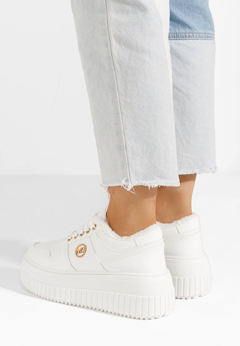 Białe zimowe sneakersy damskie Cavia