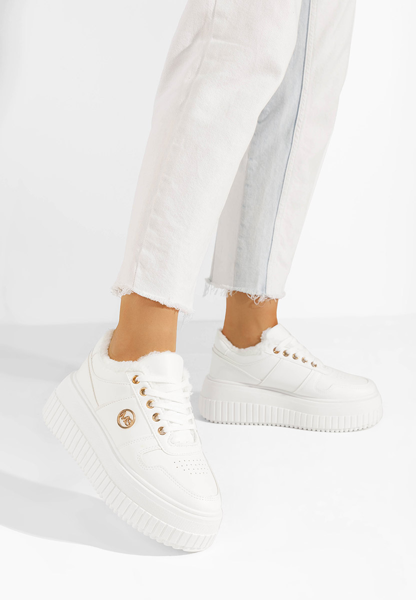 Białe zimowe sneakersy damskie Cavia