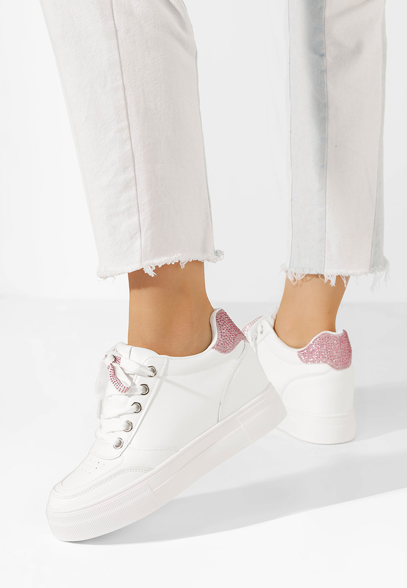 Białe sneakersy na koturnie Grivina