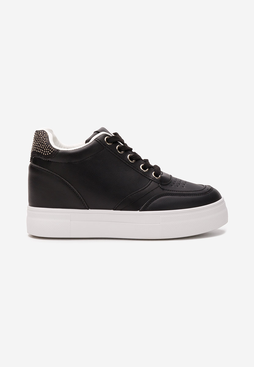 Czarne sneakersy na koturnie Grivina