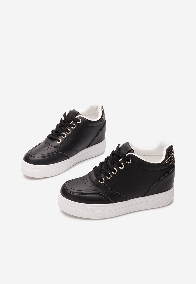 Czarne sneakersy na koturnie Grivina