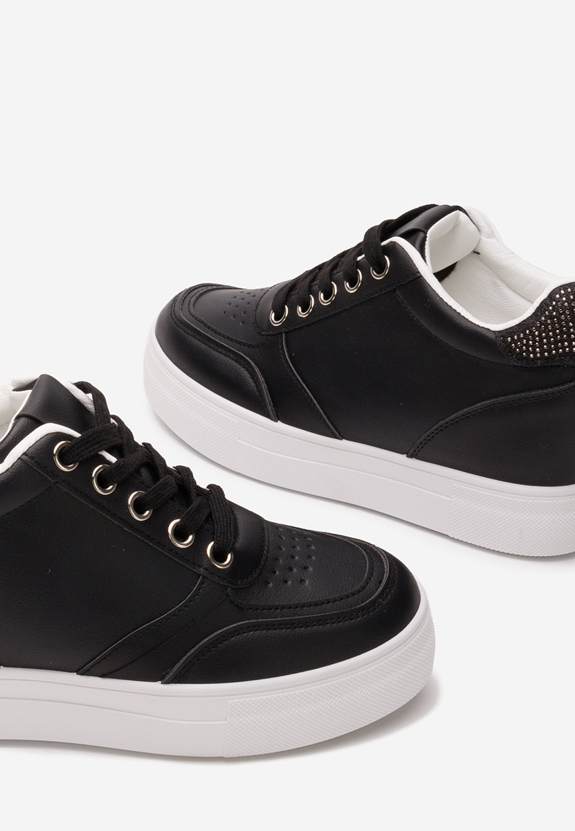 Czarne sneakersy na koturnie Grivina