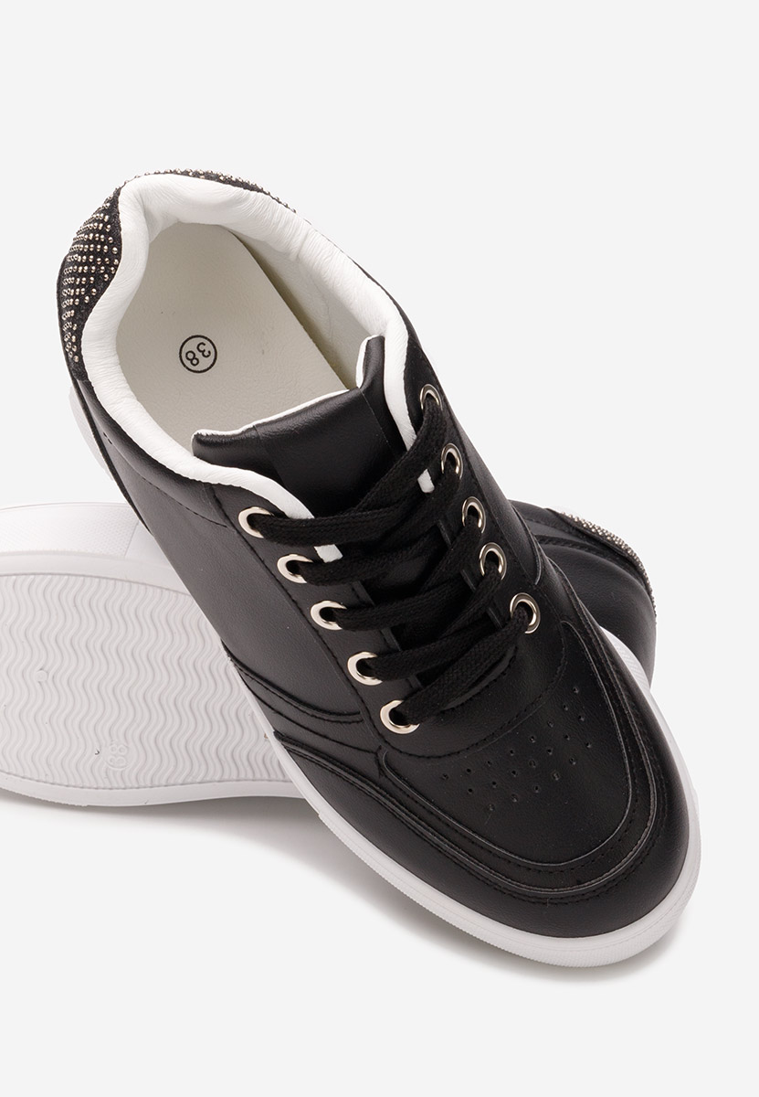 Czarne sneakersy na koturnie Grivina