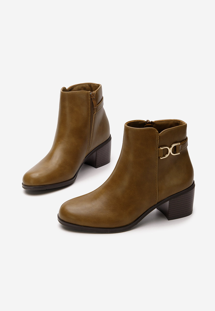 Khaki botki na słupku Natalina