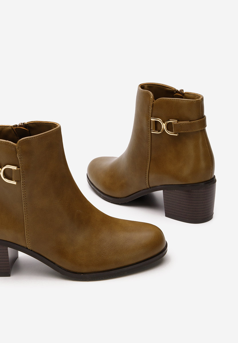 Khaki botki na słupku Natalina