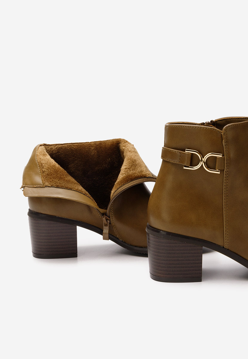 Khaki botki na słupku Natalina